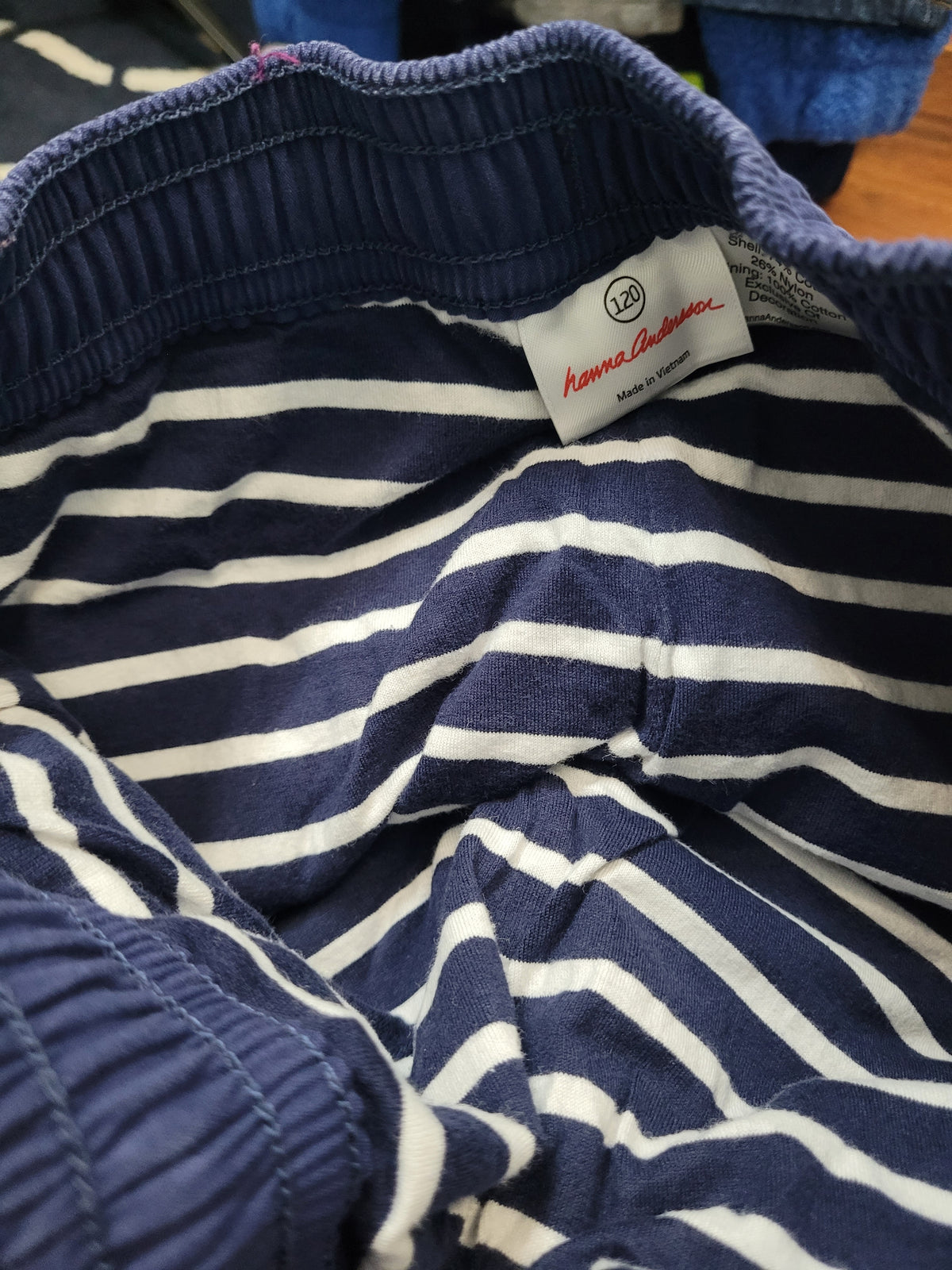 #164 Hanna Andersson Lined Navy Blue Pants Boys 120 (6-7)