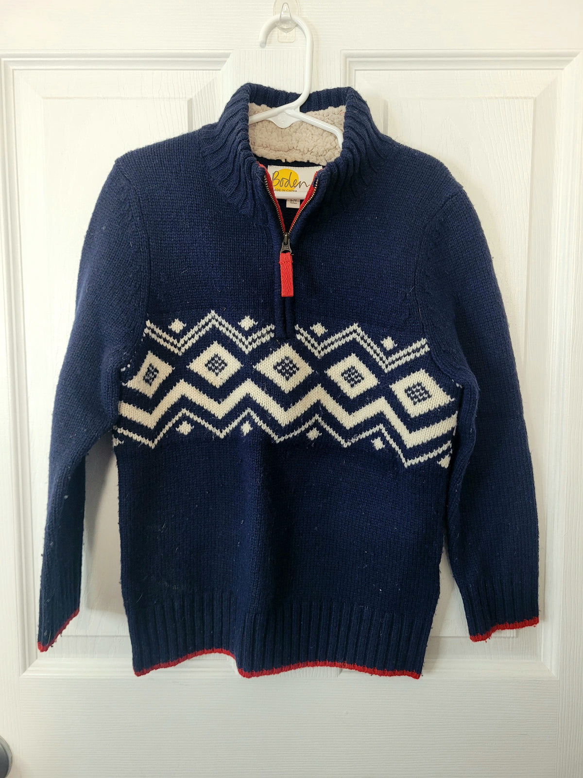 #164 Boden Quarter-Zip Sweater Boys 6-7Y