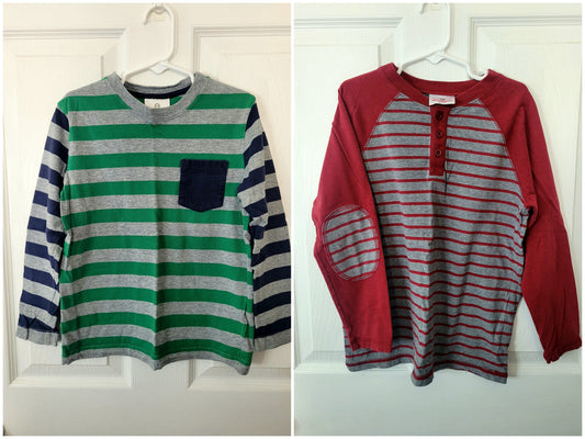 #164 *REDUCED* Hanna Andersson Striped Long-Sleeve Tops (2) Boys 120 (6-7)