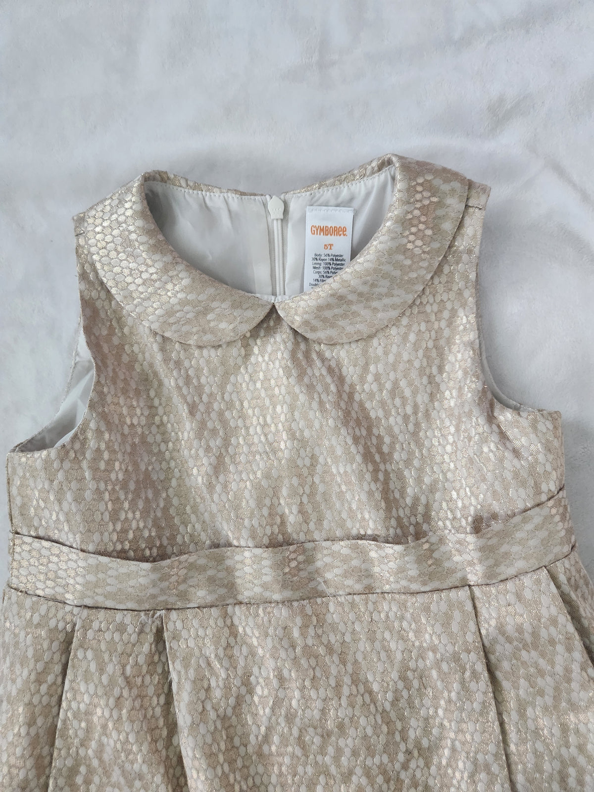 #167 Gymboree 5T Metallic Gold Brocade Party Dress
