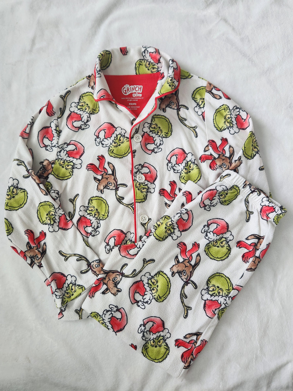 #167 Dr. Seuss The Grinch 4/5 Christmas Fleece Pajamas