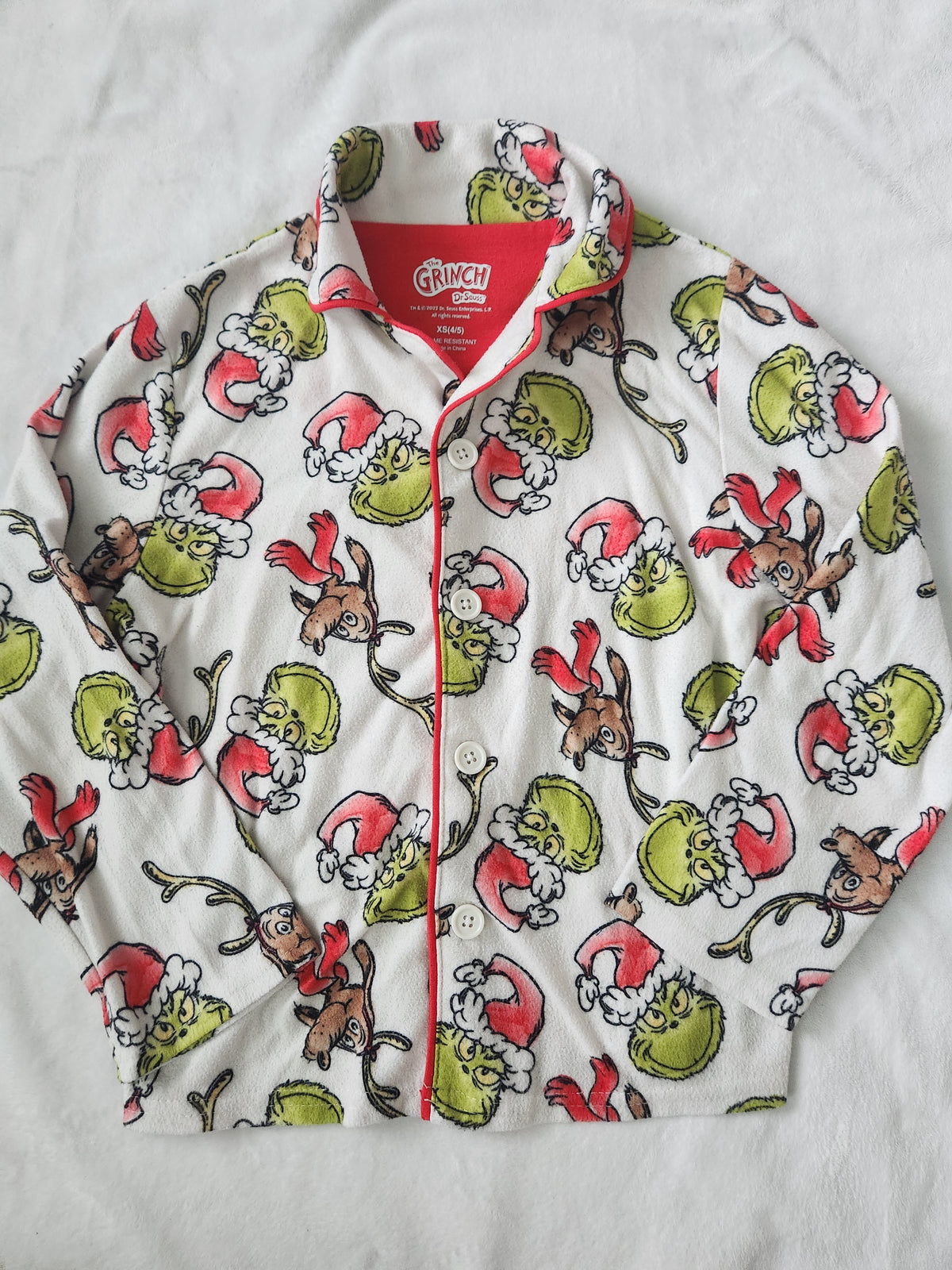 #167 Dr. Seuss The Grinch 4/5 Christmas Fleece Pajamas