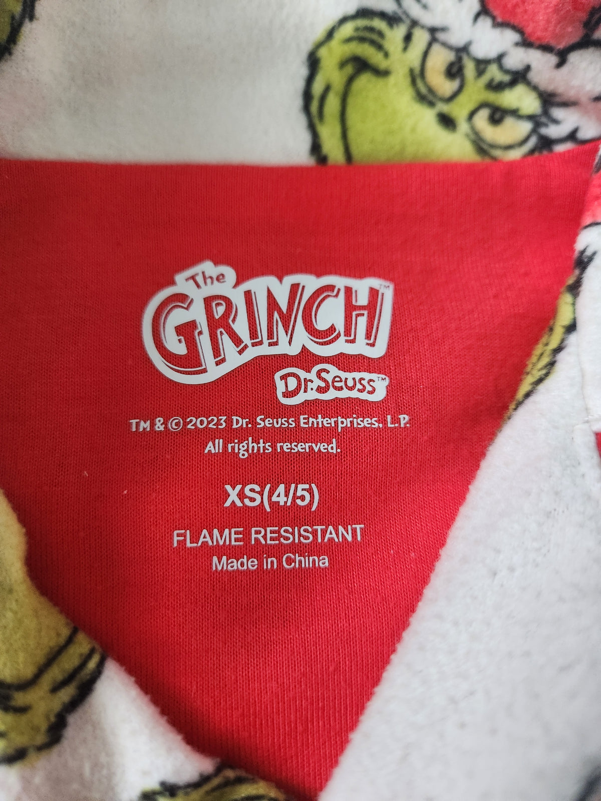 #167 Dr. Seuss The Grinch 4/5 Christmas Fleece Pajamas