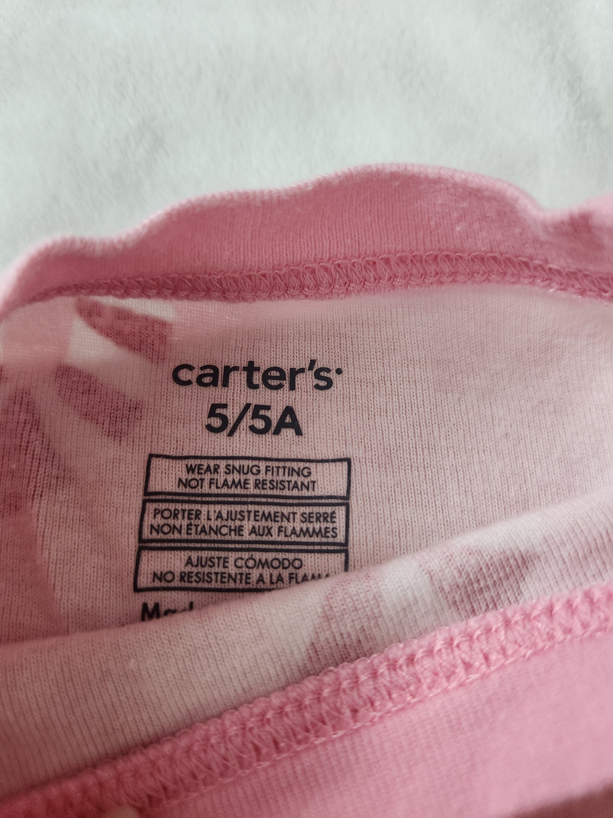 #167 Carter's 5T Pink Candy Cane Print Pajama Set