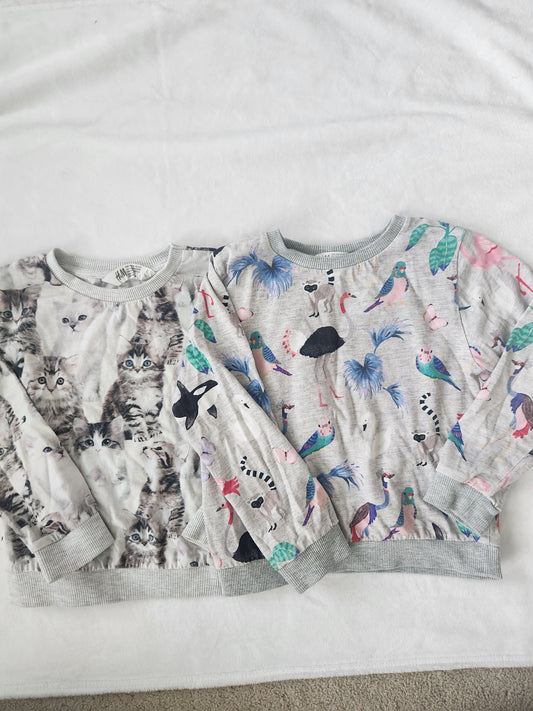 #167 H&M Kids Sz 4-6 Animal Print Long-Sleeve Thin Sweatshirt Tops