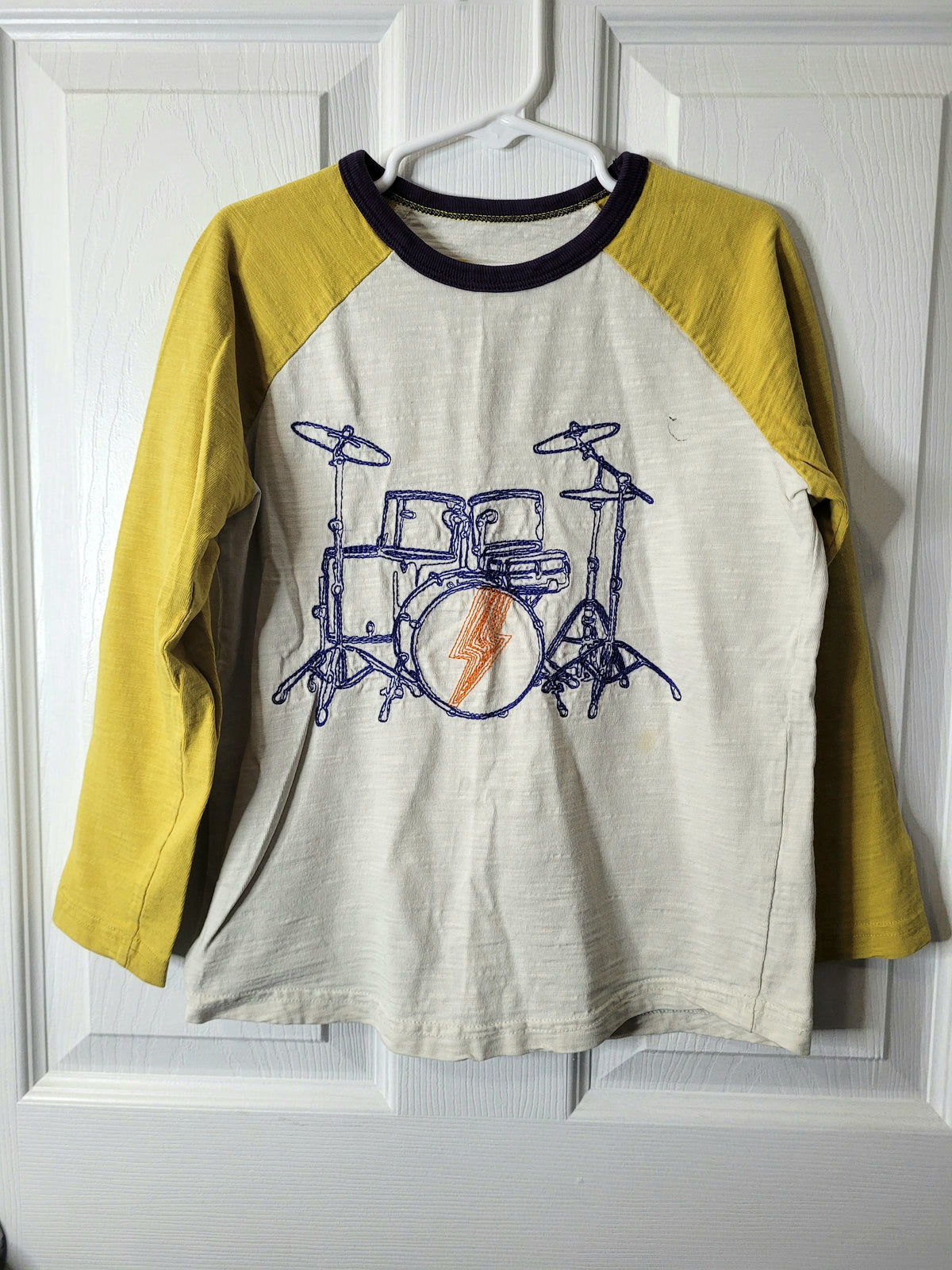 #164 Johnnie B. Embroidered Drum Set Long-Sleeve Raglan Top Boys 6-7Y