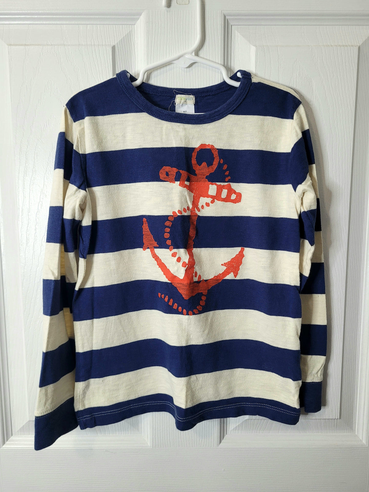 #165 Crewcuts Anchor Striped Long-Sleeve Top Boys 6-7