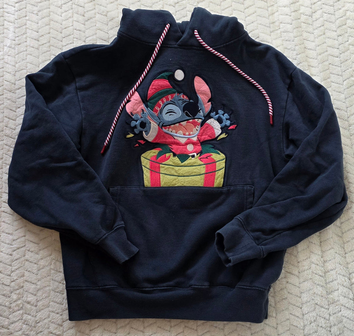 #190 Women's S (small) Disney Navy Blue Stitch Christmas Hooded Sweatshirt