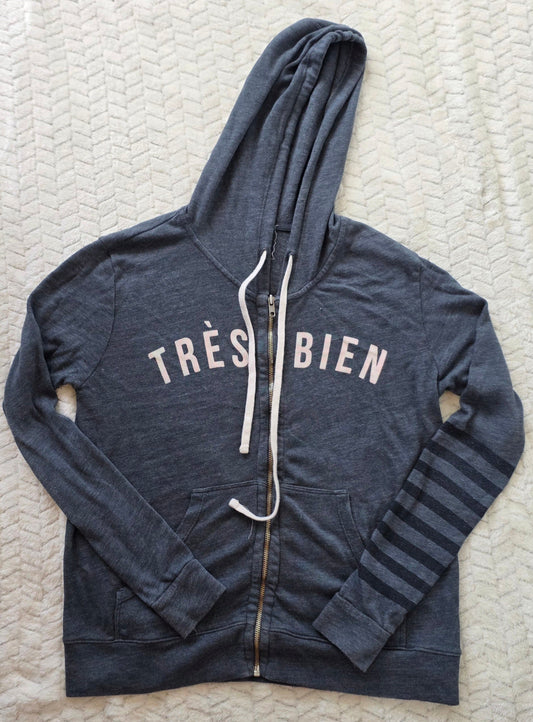 #190 Womens Small (S or 1) Sundry Blue Tres Bien Hooded Sweater