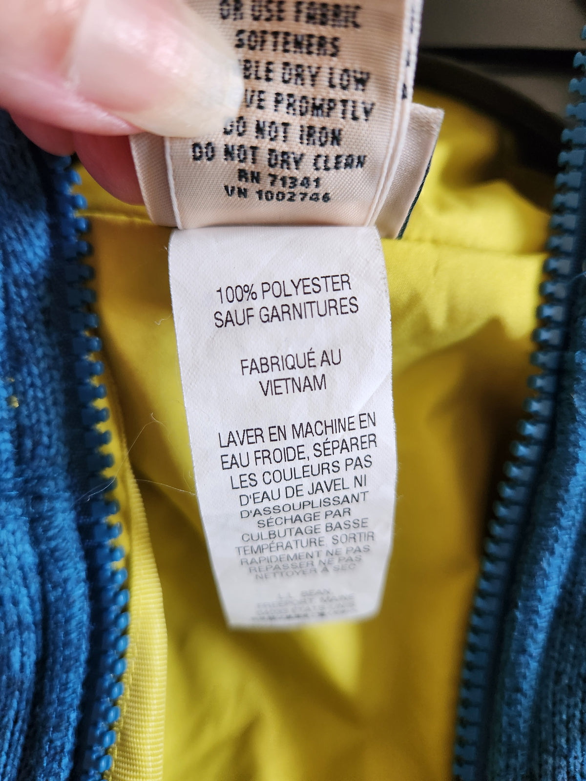 #167 LL Bean Kids 14-16 Insulated Primaloft Knit Blue Green Hooded Sweatshirt Coat