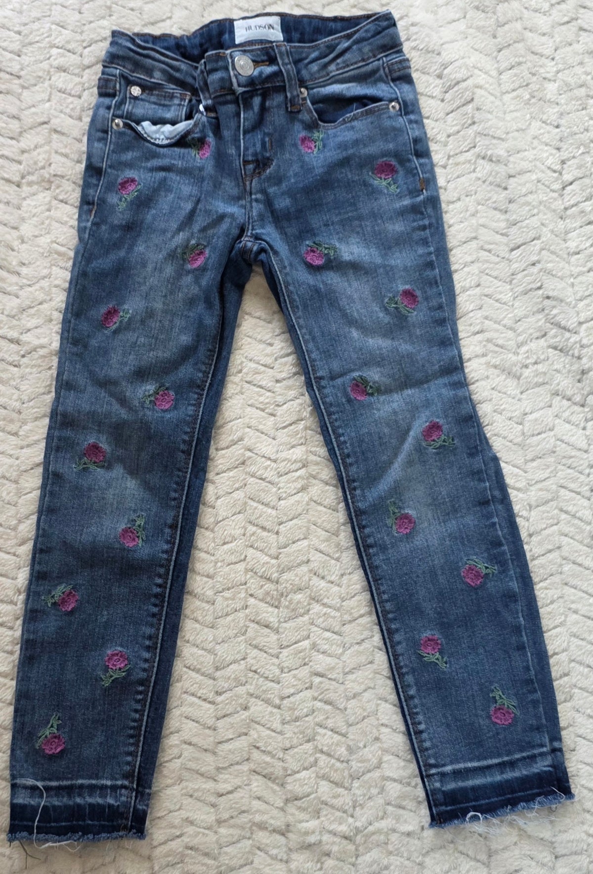 #190 Girls 7 Hudson Floral Jeans