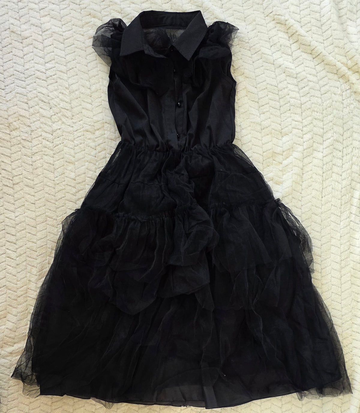 #190 Girls Size 150 (L or 10/12) Wednesday Addams Rave'N Dress Costume