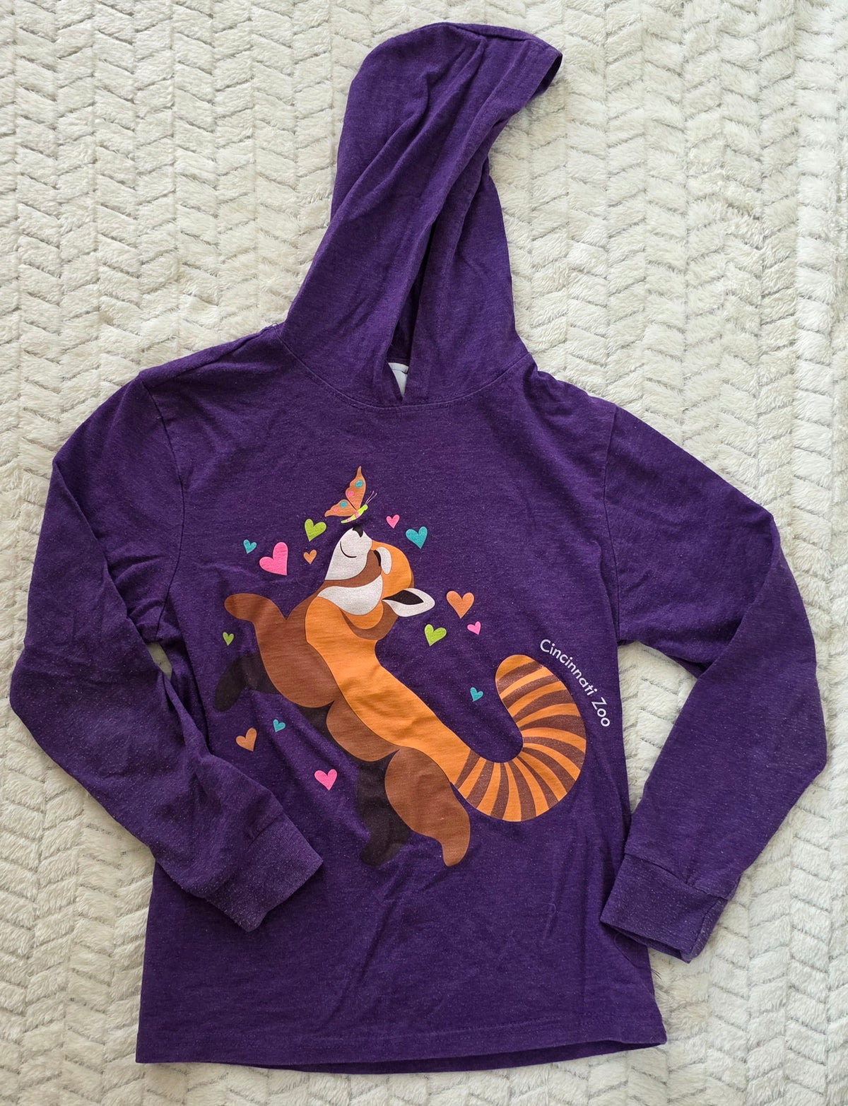 #190 Girls 6–8 Cincinnati Zoo Purple Red Panda Hoodie