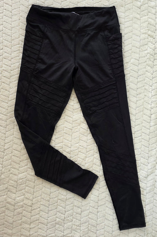 #190 Girls 7/8 MTA Sports Black Moto Leggings