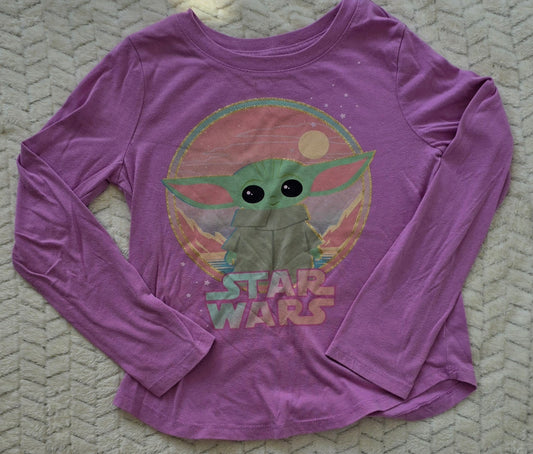 #190 Girls Small Star Wars Purple Grogu Long Sleeve Shirt