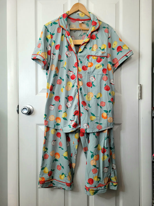#164 Joyspun Fruit Print Pajamas Women L