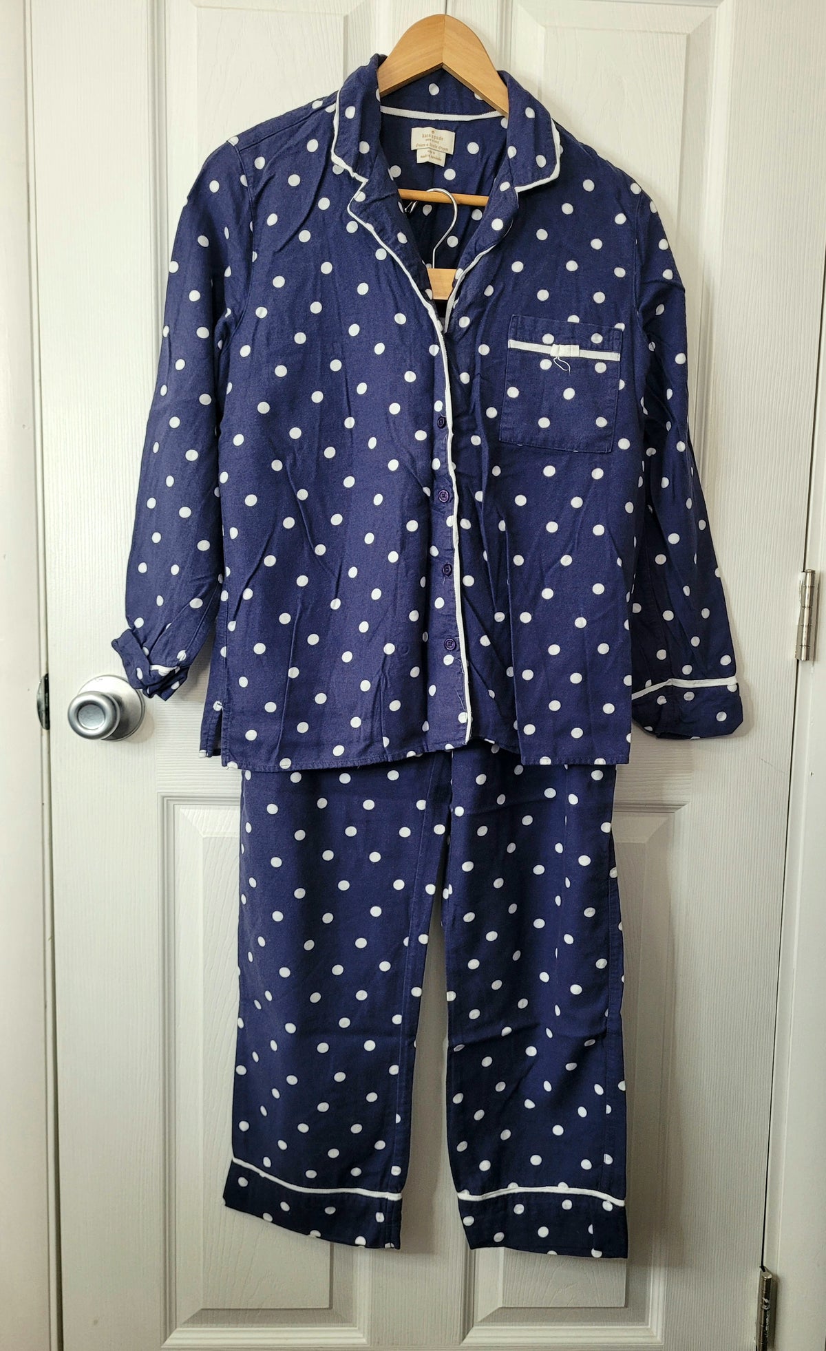 #164 Kate Spade Flannel Polka Dot Pajamas Women M