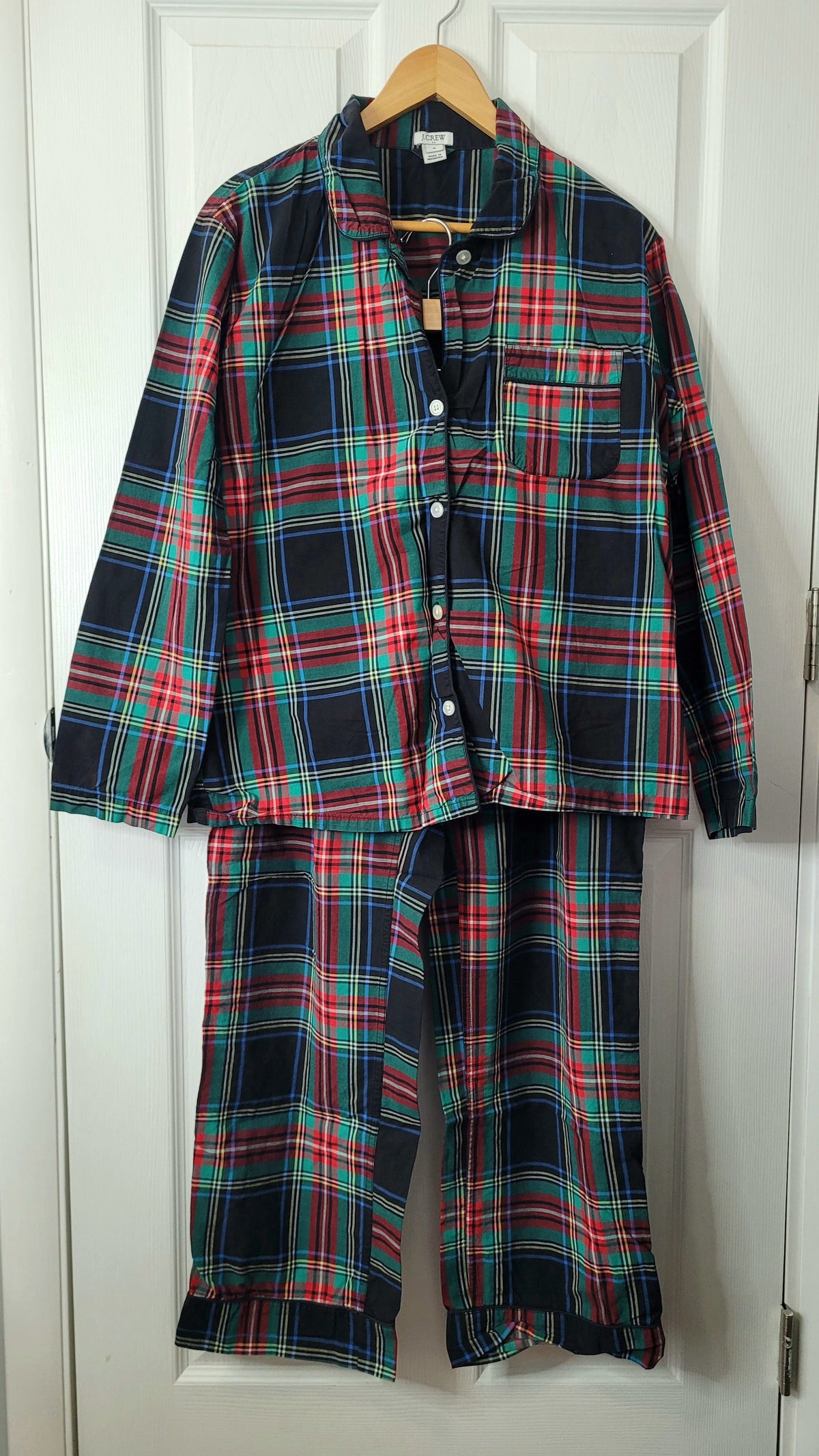#164 J. Crew Factory Plaid Cotton Pajamas Women M