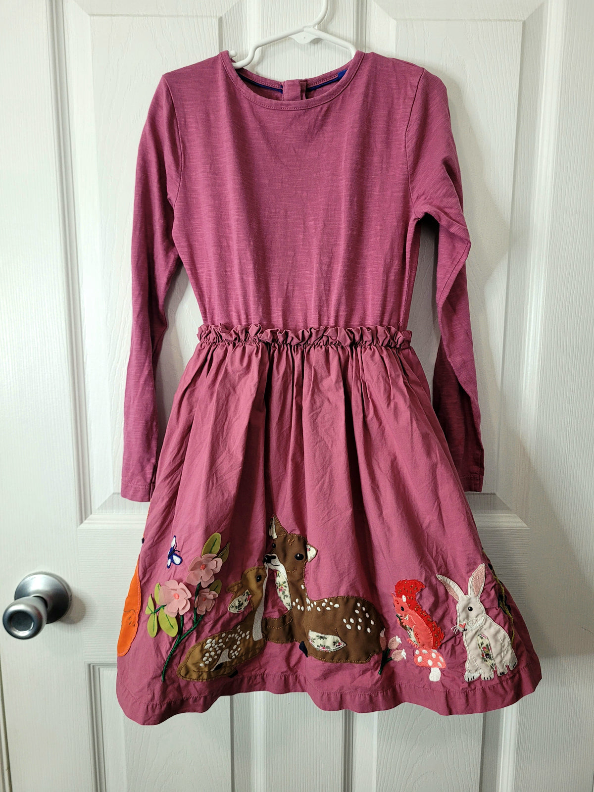 #164 Mini Boden Woodland Animal Applique Twirl Dress Girls 7-8Y