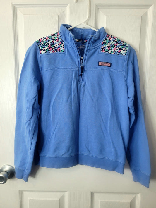 #164 Vineyard Vines Quarter-Zip Whale Pullover Girls L (14)