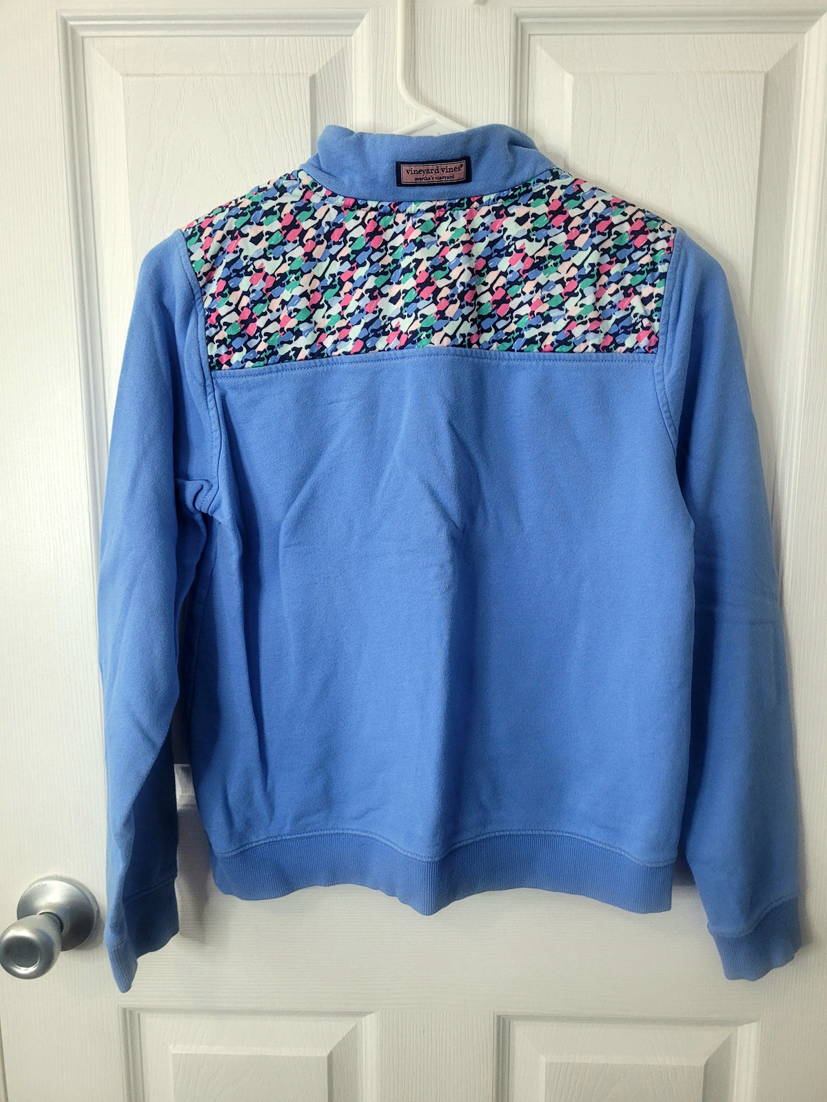 #164 Vineyard Vines Quarter-Zip Whale Pullover Girls L (14)