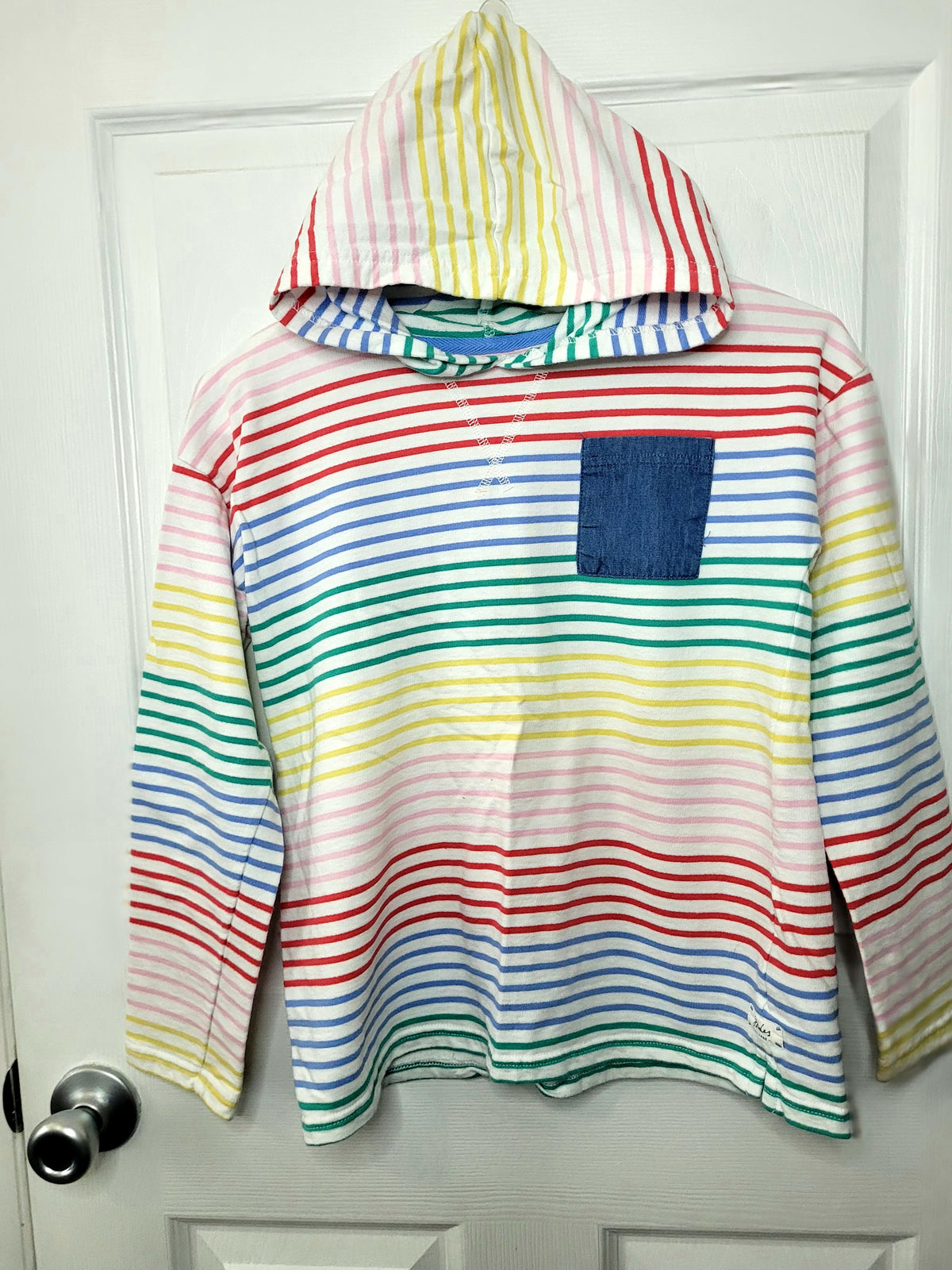 #164 Joules Multicolored Striped Hooded Pullover Girl's 12Y