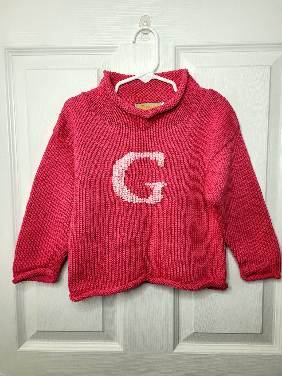 #164 Claver Knit "G" Initial Roll Neck Sweater Girls 2T