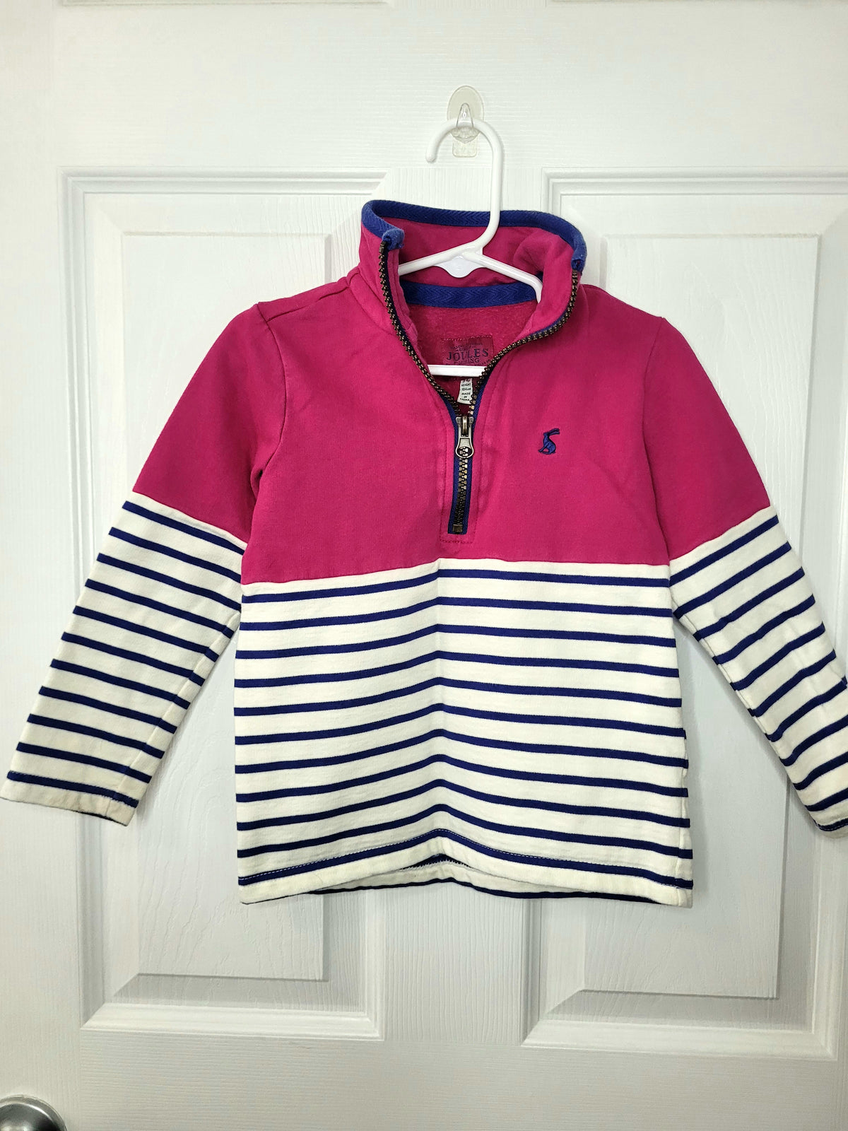 #164 Joules Striped Quarter-Zip Girls 3-4Y