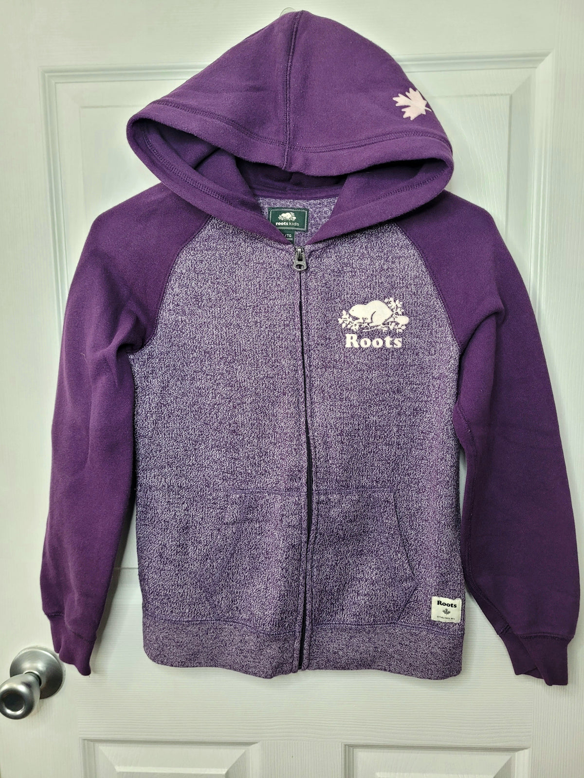 #164 Roots Canada Purple Zip-Up Hoodie Girls XL (11-12Y)