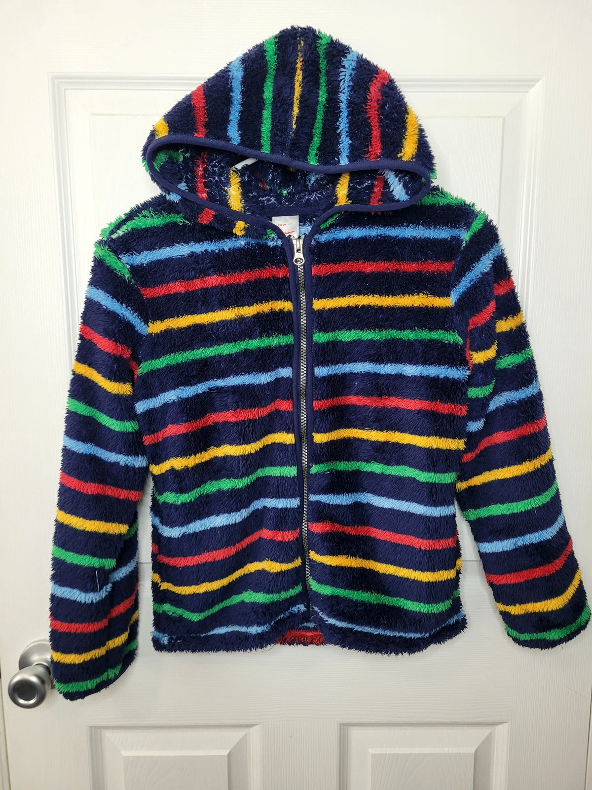 #164 Hanna Andersson Multicolored Plush Zip-Up Hoodie Girls 130/8