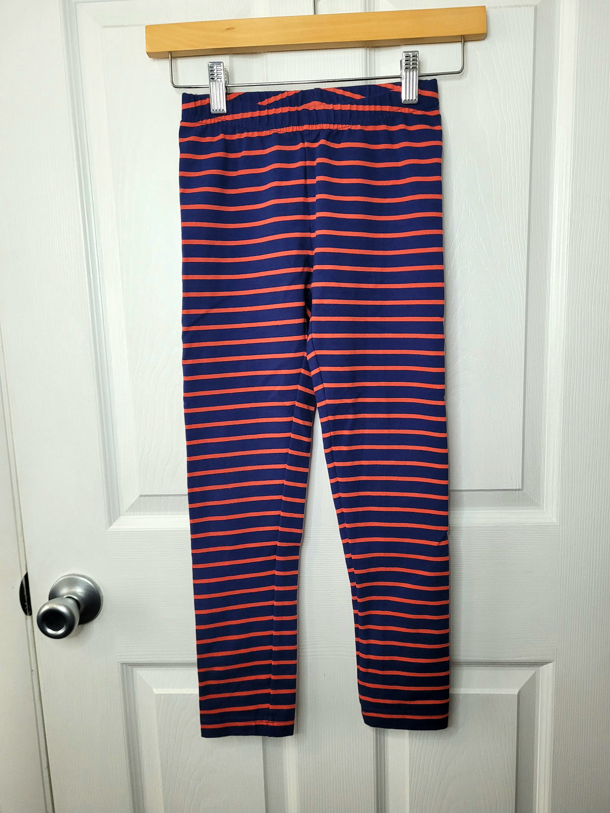 #164 Hanna Andersson Blue and Red Stripe Leggings Girls 130/8