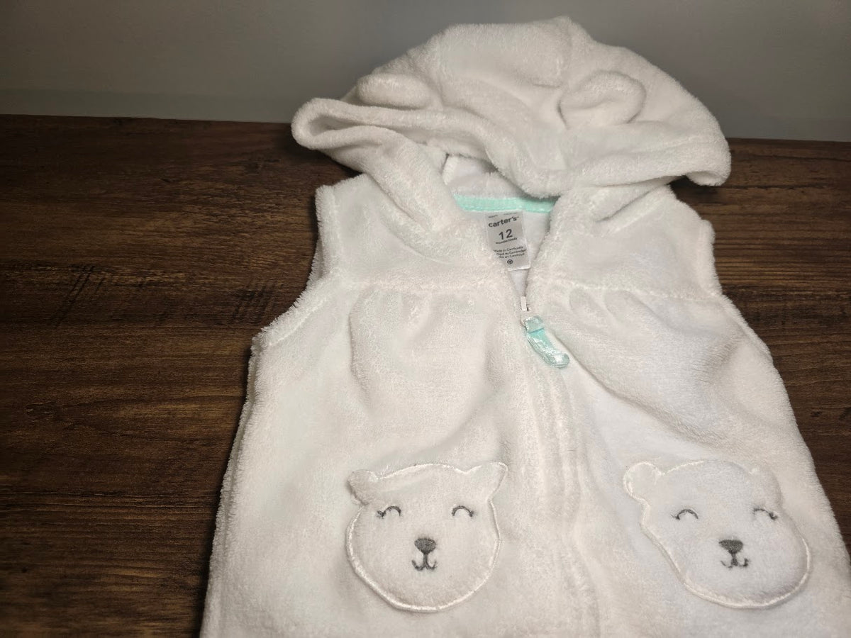 #131 Carter's fleece teddy bear set sz 12M