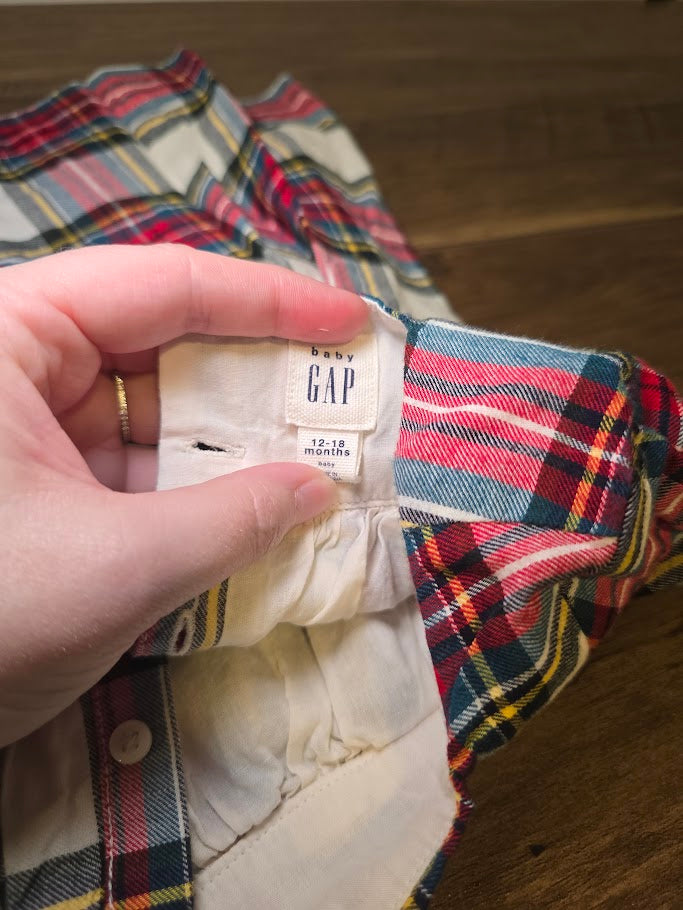 #131 Gap Flannel long sleeve dress sz 12-18M