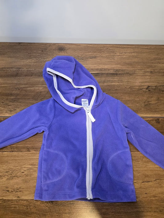 #131 Carter's purple fleece zip up hoodie sz 12M