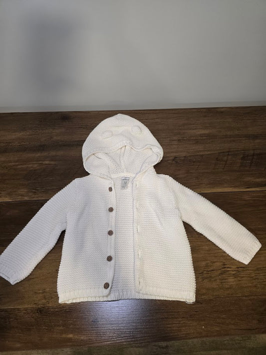 #131 Carter's white bear cardigan sz 12M