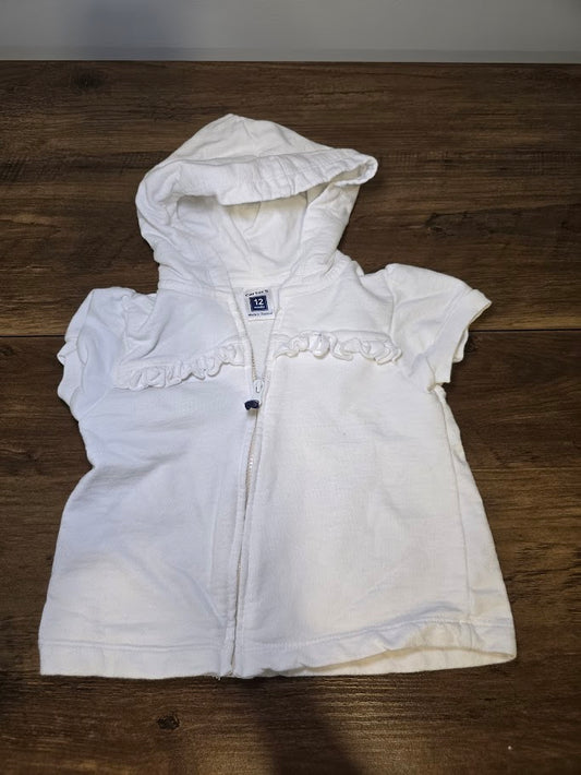 #131 Carter's Short Sleeve Hooded Sweatshirt in white sz 12M