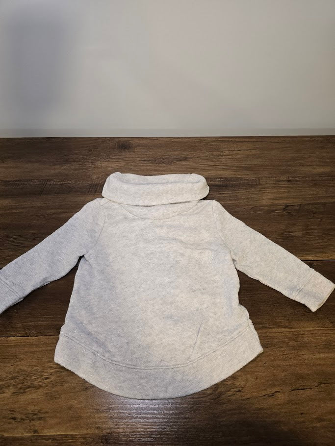 #131 Old Navy Shimmer gray sweatshirt with cowl neck 12-18M