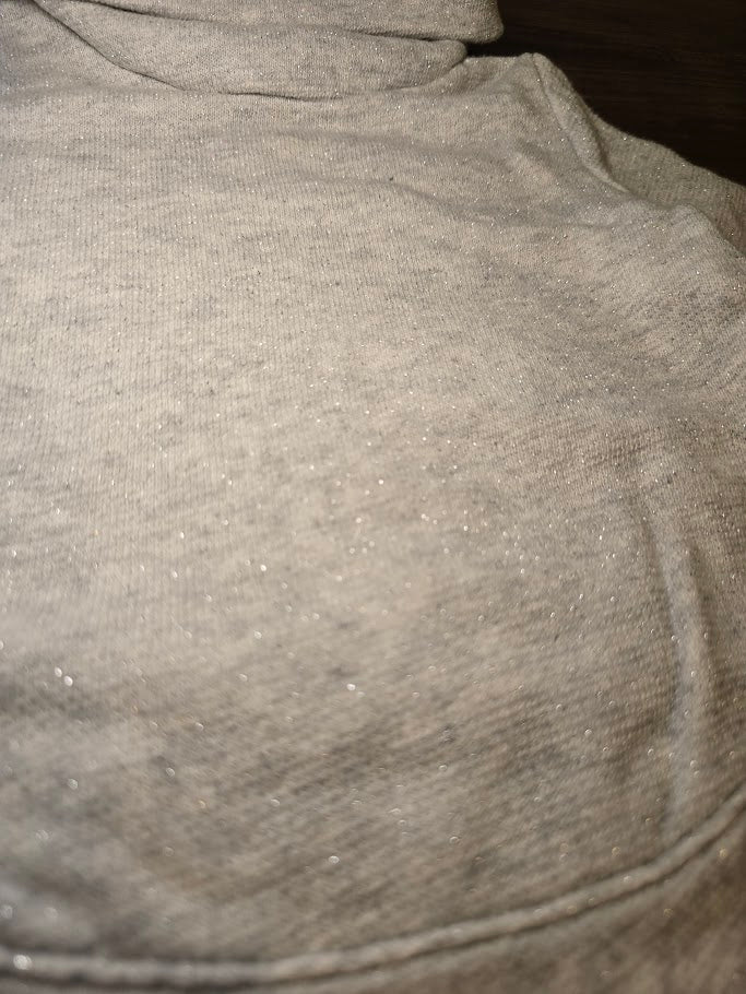 #131 Old Navy Shimmer gray sweatshirt with cowl neck 12-18M