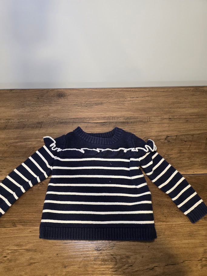#131 Baby Gap Navy and White striped sweater sz 12-18M