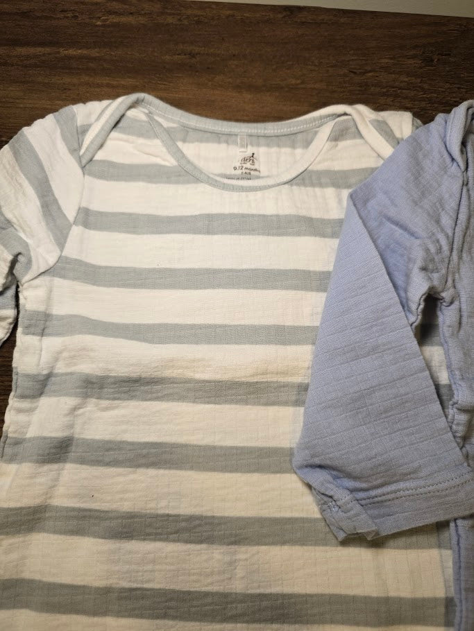 #131 Set of 3 Aden & Anais muslin long sleeve onesies sz 9-12M