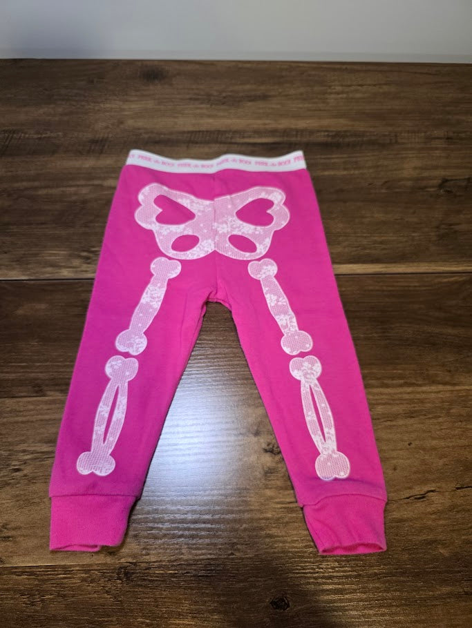 #131 Girls Pink Skeleton pants sz 12M