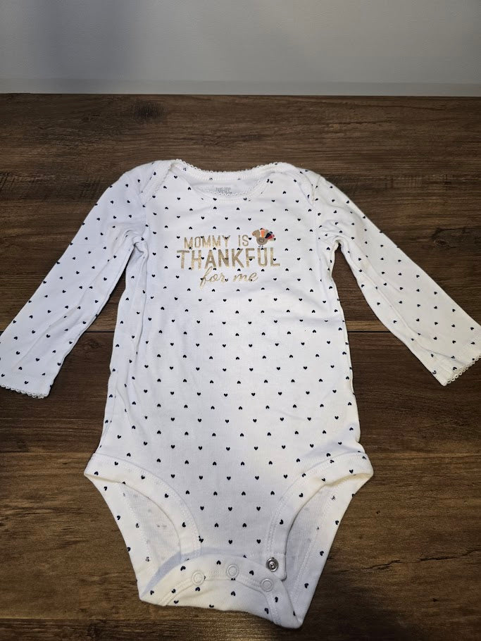 #131 Cat & Jack Thanksgiving girls onesie sz 12M