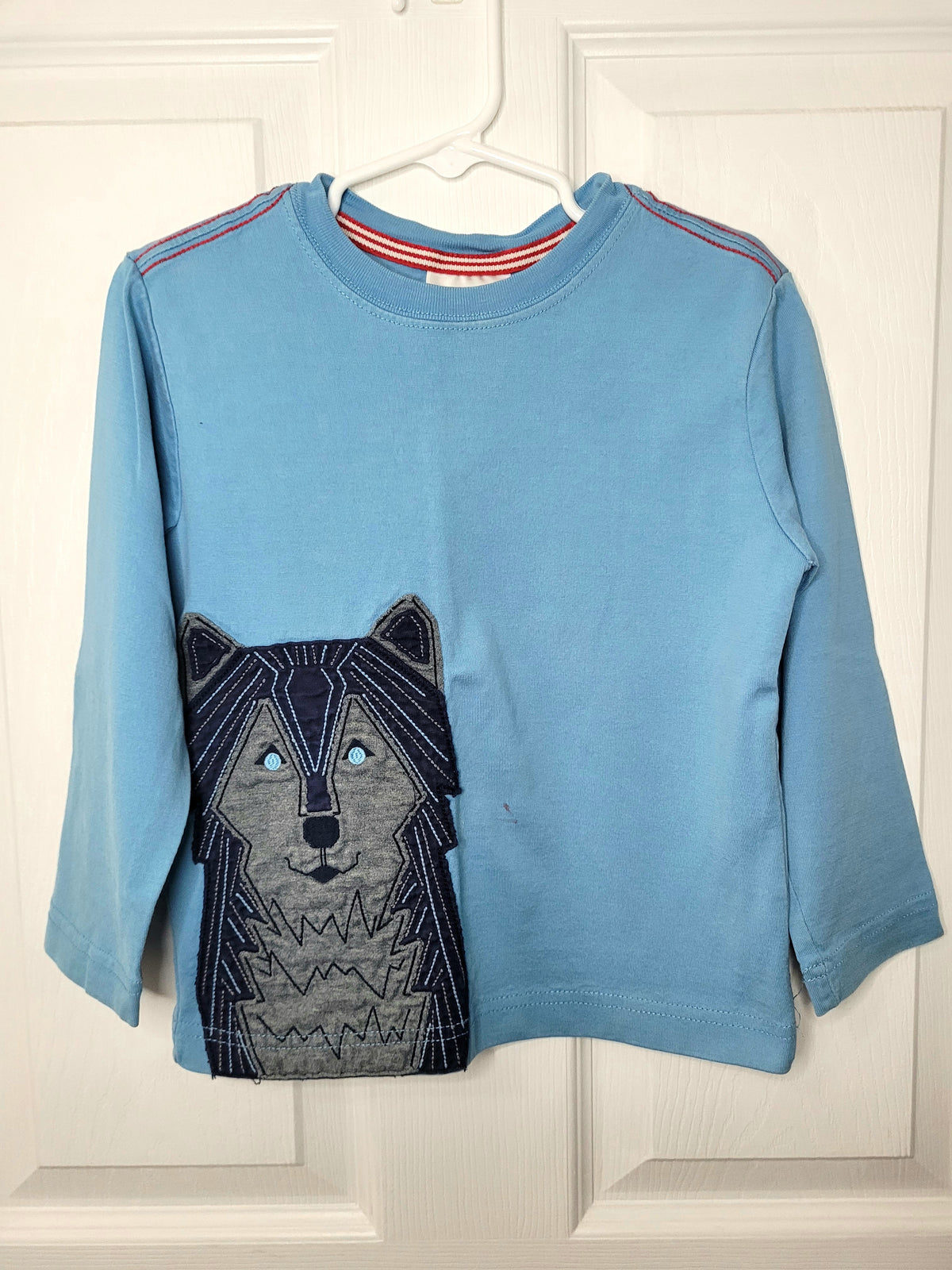 #164 Hanna Andersson Embroidered Applique Wolf Long-Sleeve Top Boys 100/4