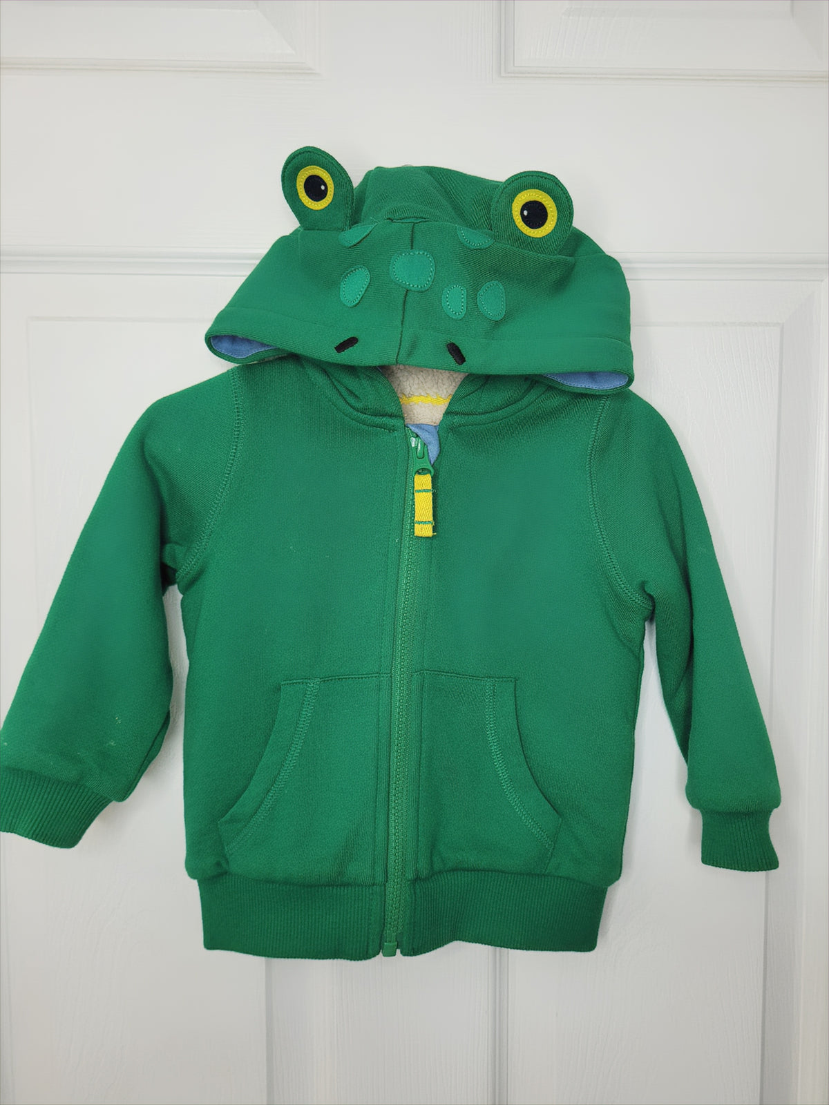 #164 Baby Boden Sherpa-Lined Froggy Zip-Up Hoodie Gender Neutral 6-12M