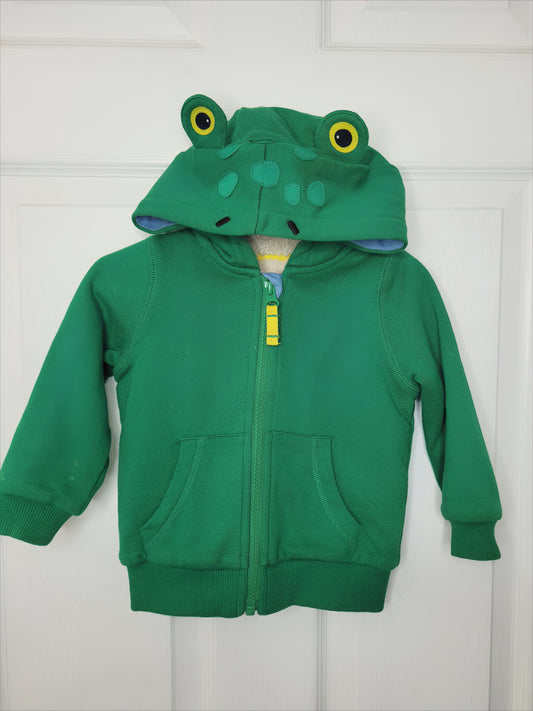#164 Baby Boden Sherpa-Lined Froggy Zip-Up Hoodie Gender Neutral 6-12M