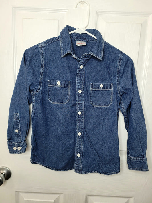#164 *REDUCED * Hanna Andersson Cotton Denim Button-Down Boys 130/8