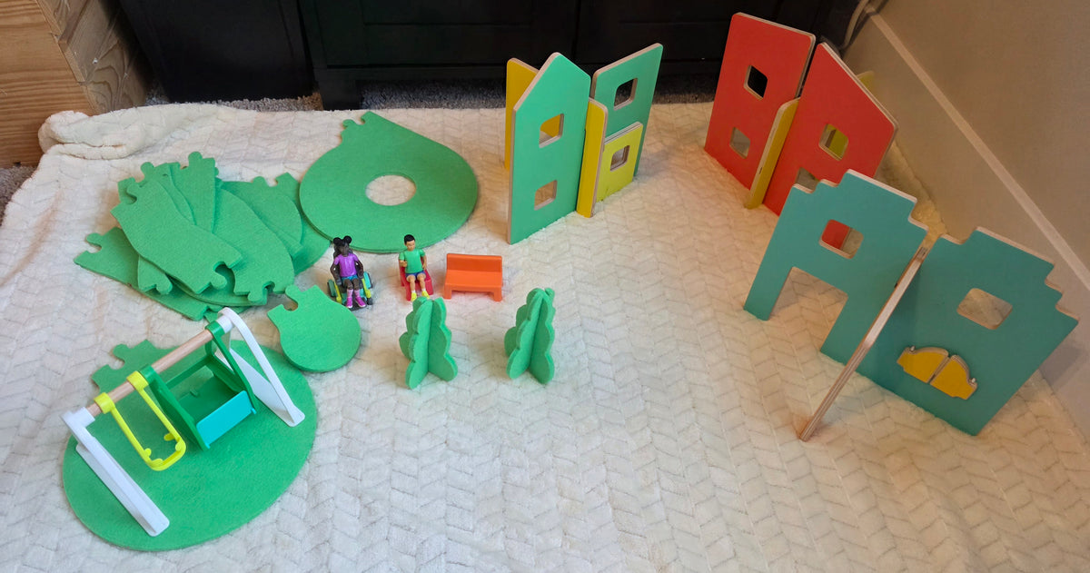 #190 Lovevery Connector Play Kit – Partial Set (Modular Village + Pathways + Friends + Swing Set)