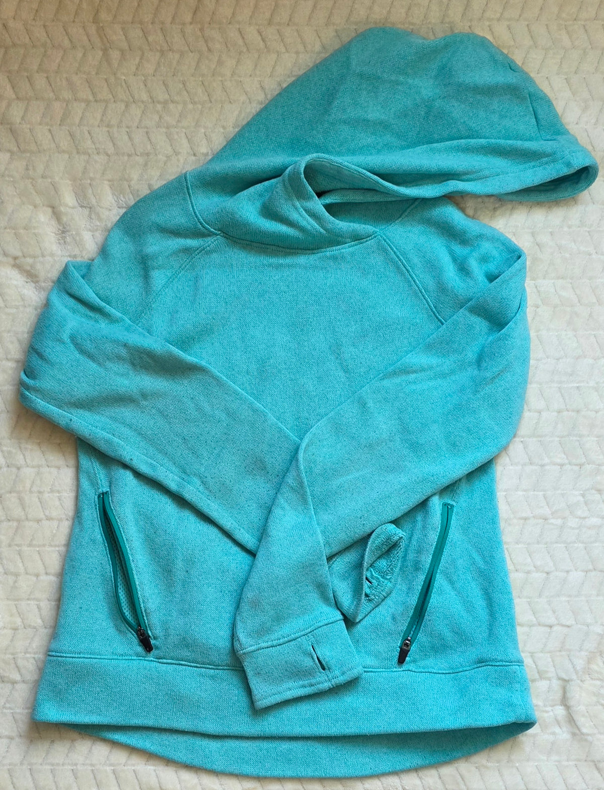 #190 Girls XL (14/16) Old Navy Active Turquoise Zip Pockets Hoodie