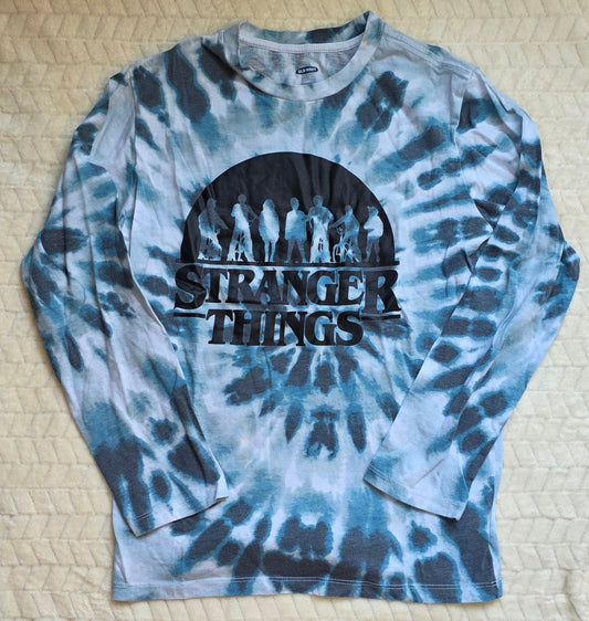 #190 Girls XL (14/16) Old Navy Blue Tie-Dye Stranger Things Long Sleeve T‑Shirt
