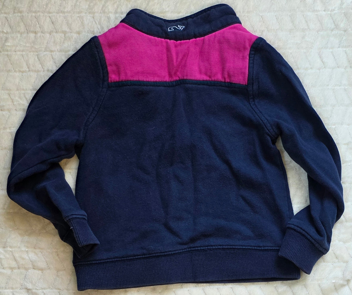 #190 Girls 2T Vineyard Vines Shep Shirt Navy & Pink Quarter Zip